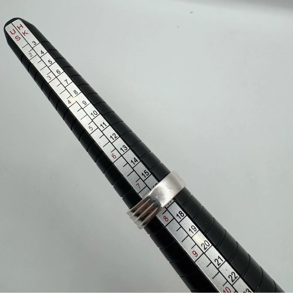 Sterling Silver Wide Band Ring Size 7.5 Modern Layered Design